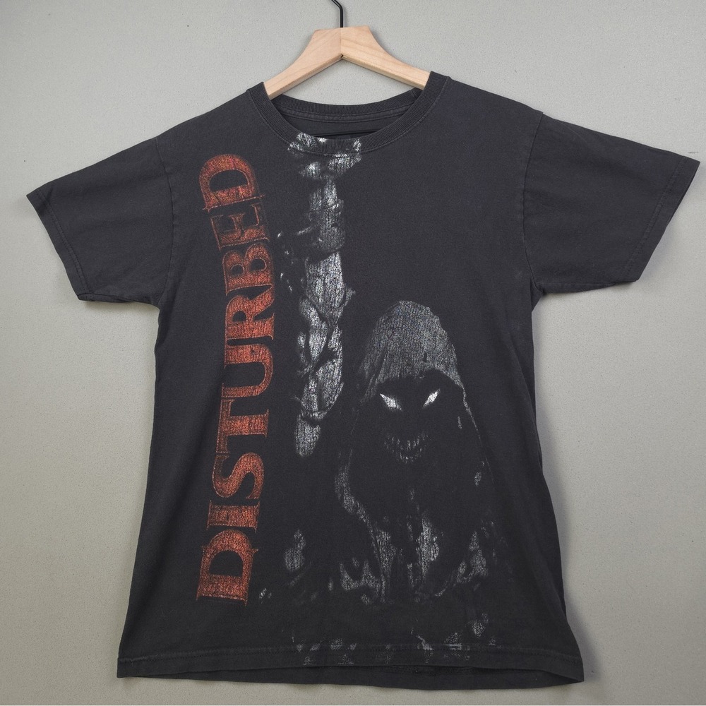 Disturbed Band T-Shirt Men's S Black The Guy Demon Graphic Faded Heavy Metal Tee